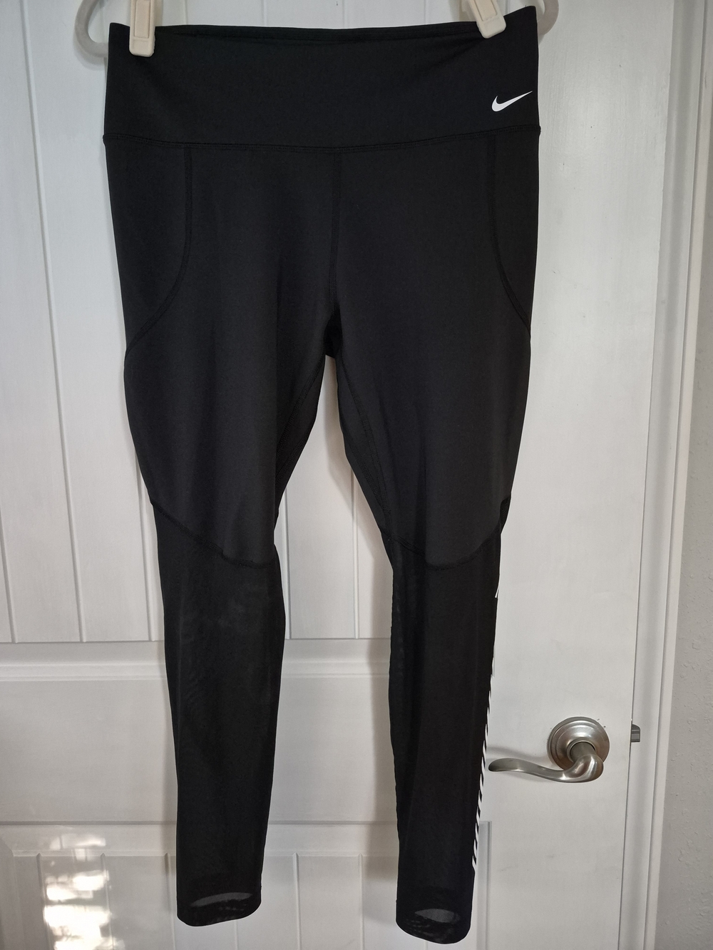 Nike Dri-FIT Black Mesh Panel Running Leggings Women’s XL Reflective Logo